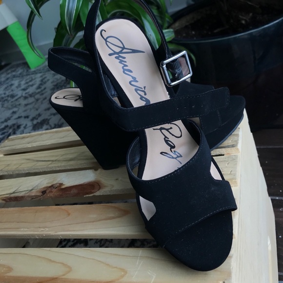 Velvety black platform wedges - Picture 5 of 14